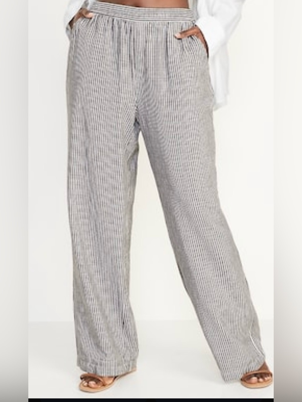 Old Navy Grey/Blue & White Pinstripe Wide-Leg Pants NWT